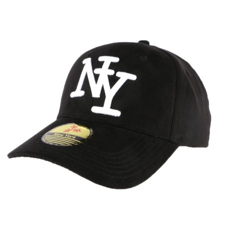 Casquette Baseball NY Noire et blanche façon daim Stally ANCIENNES COLLECTIONS divers