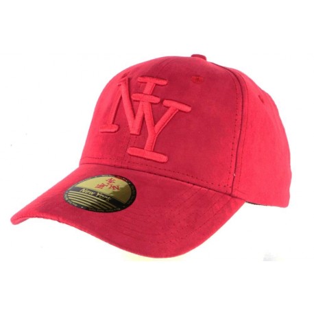 Casquette Baseball NY Rouge façon daim Stally ANCIENNES COLLECTIONS divers