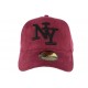 Casquette baseball NY Rouge Bordeaux effet daim Stally ANCIENNES COLLECTIONS divers