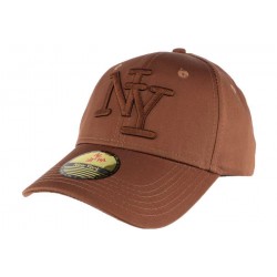 Casquette baseball NY Marron en coton brillant Shiny ANCIENNES COLLECTIONS divers