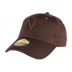 Casquette baseball NY Marron chocolat en coton brillant Shiny ANCIENNES COLLECTIONS divers