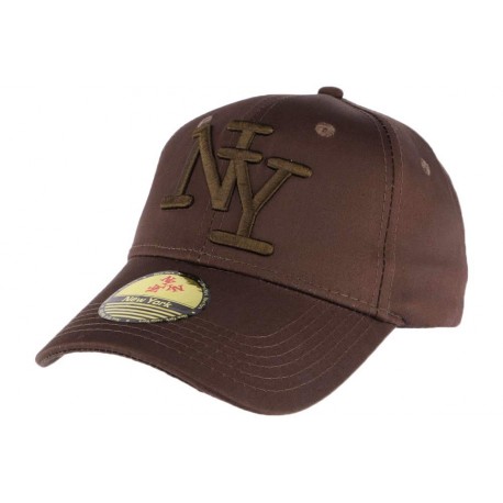 Casquette baseball NY Marron chocolat en coton brillant Shiny ANCIENNES COLLECTIONS divers