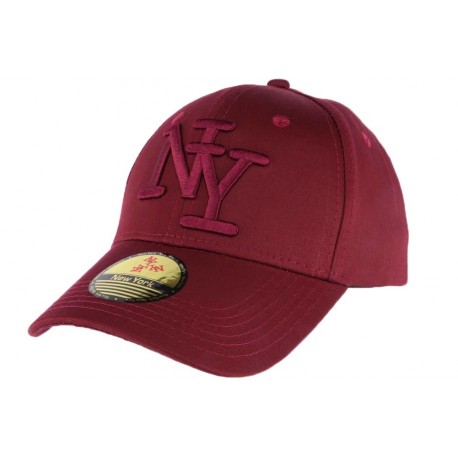 Casquette baseball NY rouge bordeaux en coton brillant Shiny ANCIENNES COLLECTIONS divers