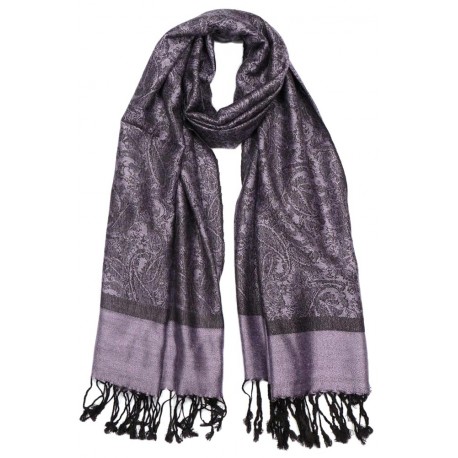 Echarpe Pashmina Violette et Noire Delhi Echarpe Léon montane