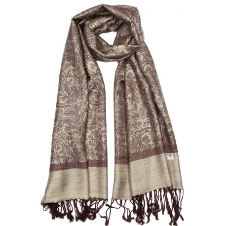 Echarpe Pashmina Marron et Beige Delhi ANCIENNES COLLECTIONS divers