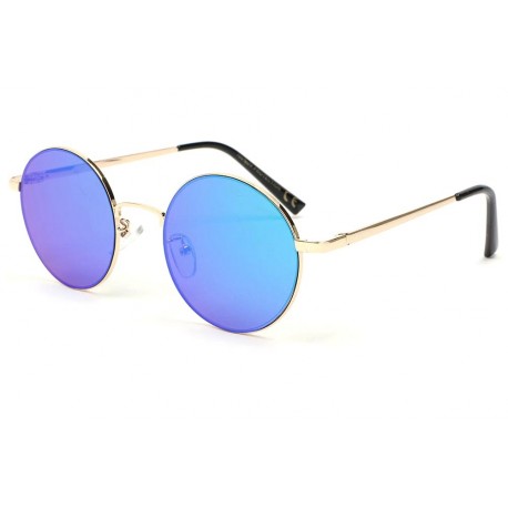 Lunette de soleil miroir bleu Obladi, lunette soleil ronde livré 48h!