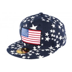 Casquette Snapback Bleue drapeau USA et Etoiles CASQUETTES Hip Hop Honour