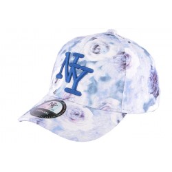 Casquette NY enfant bleu et blanche à fleurs Pasty de 7 à 12 ans ANCIENNES COLLECTIONS divers