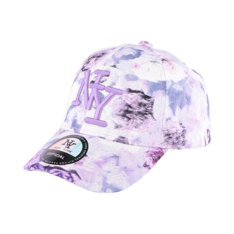 Casquette NY enfant violette et blanche à fleurs Pasty de 7 à 12 ans ANCIENNES COLLECTIONS divers