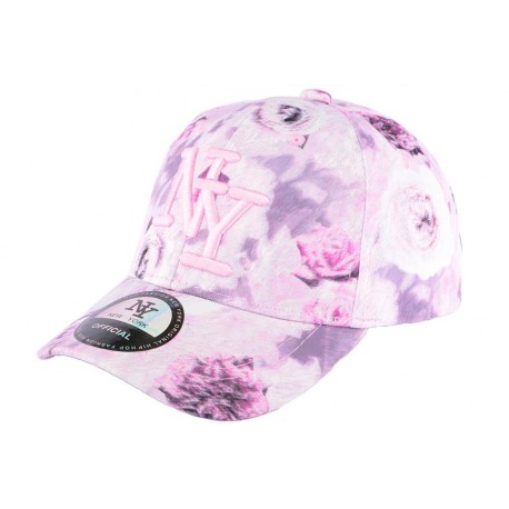 Casquette NY enfant rose et blanche à fleurs Pasty de 7 à 12 ans ANCIENNES COLLECTIONS divers