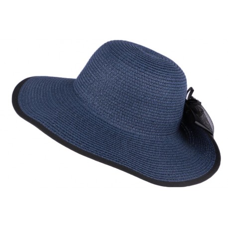 Chapeau mariage bleu marine avec fleur noire Fergy CHAPEAUX Léon montane