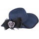 Chapeau mariage bleu marine avec fleur noire Fergy CHAPEAUX Léon montane