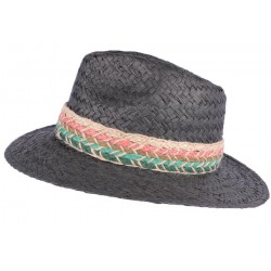 Chapeau paille femme gris fantaisie Solya CHAPEAUX Léon montane