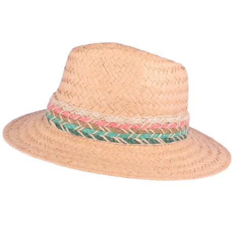 Chapeau paille femme beige naturel fantaisie Solya CHAPEAUX Léon montane