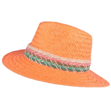 Chapeau paille femme orange fantaisie Solya ANCIENNES COLLECTIONS divers