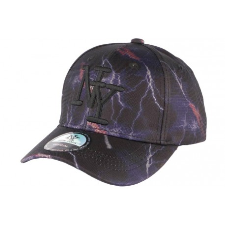 Casquette enfant noire eclairs violets Stormy 7 a 12 ans ANCIENNES COLLECTIONS divers