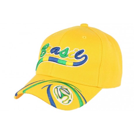 Casquette Bresil Foot jaune verte et bleu CASQUETTES PAYS