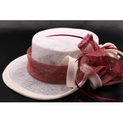 Chapeau mariée Lea en sisal écru et bordeaux ANCIENNES COLLECTIONS divers