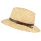 Chapeau de paille naturelle beige ceinture cuir marron CHAPEAUX Léon montane