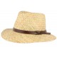 Chapeau de paille naturelle beige ceinture cuir marron CHAPEAUX Léon montane