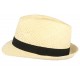 Chapeau trilby de paille beige clair ceinture noire CHAPEAUX Léon montane