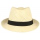 Chapeau trilby de paille beige clair ceinture noire CHAPEAUX Léon montane