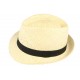 Chapeau trilby de paille beige clair ceinture noire CHAPEAUX Léon montane