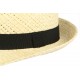 Chapeau trilby de paille beige clair ceinture noire CHAPEAUX Léon montane