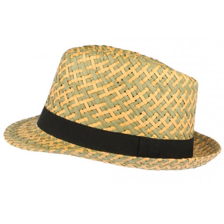 Chapeau trilby paille verte et beige Movy CHAPEAUX Léon montane