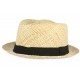 Chapeau Porkpie paille beige ceinture noire Charly CHAPEAUX Léon montane