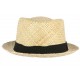 Chapeau Porkpie paille beige ceinture noire Charly CHAPEAUX Léon montane