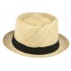 Chapeau Porkpie paille beige ceinture noire Charly CHAPEAUX Léon montane