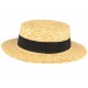 Chapeau de paille canotier beige ceinture noire Moritz CHAPEAUX Léon montane