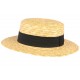 Chapeau de paille canotier beige ceinture noire Moritz CHAPEAUX Léon montane