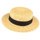 Chapeau de paille canotier beige ceinture noire Moritz CHAPEAUX Léon montane