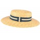 Chapeau de paille canotier beige ceinture bleue Moritz ANCIENNES COLLECTIONS divers