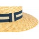 Chapeau de paille canotier beige ceinture bleue Moritz ANCIENNES COLLECTIONS divers