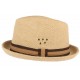 Chapeau Porkpie en lin beige ceinture marron Hackman ANCIENNES COLLECTIONS divers