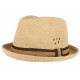 Chapeau Porkpie en lin beige ceinture marron Hackman ANCIENNES COLLECTIONS divers