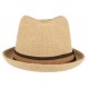 Chapeau Porkpie en lin beige ceinture marron Hackman ANCIENNES COLLECTIONS divers