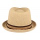 Chapeau Porkpie en lin beige ceinture marron Hackman ANCIENNES COLLECTIONS divers