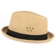 Chapeau Porkpie en lin beige ceinture noire Hackman ANCIENNES COLLECTIONS divers