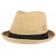 Chapeau Porkpie en lin beige ceinture noire Hackman ANCIENNES COLLECTIONS divers