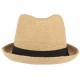 Chapeau Porkpie en lin beige ceinture noire Hackman ANCIENNES COLLECTIONS divers