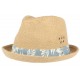 Chapeau Porkpie en lin beige ceinture bleue Hackman ANCIENNES COLLECTIONS divers