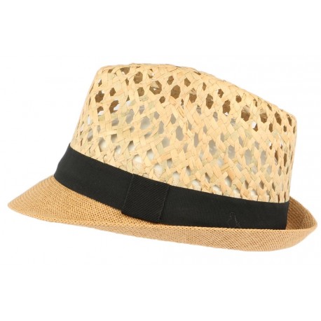 Chapeau trilby paille naturel et marron Dakman CHAPEAUX Léon montane