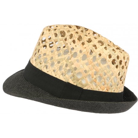 Chapeau trilby paille noire et naturelle Dakman CHAPEAUX Léon montane