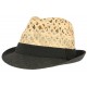 Chapeau trilby paille noire et naturelle Dakman CHAPEAUX Léon montane