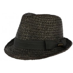 Petit chapeau paille noire raphia Valman CHAPEAUX Léon montane