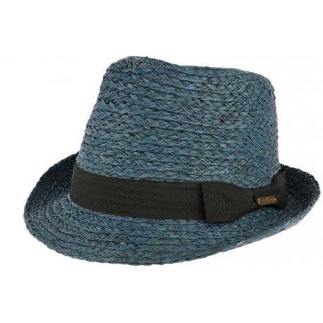 Petit chapeau paille bleue raphia Valman CHAPEAUX Léon montane